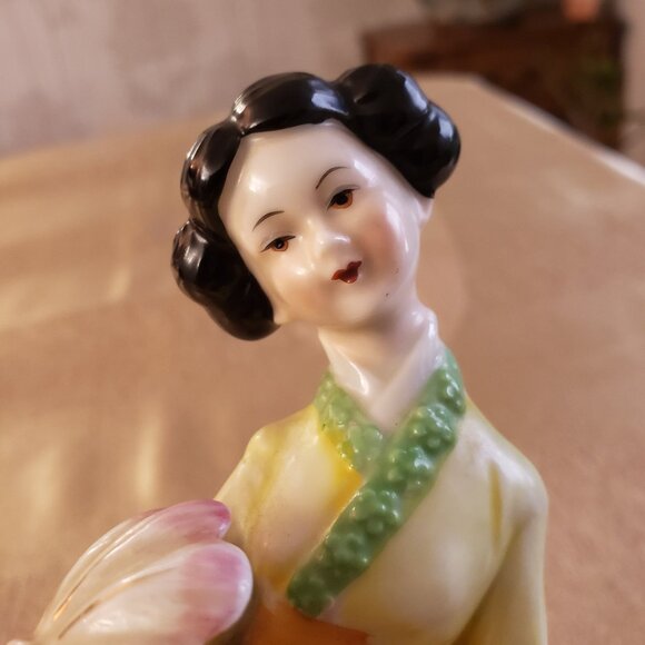 Vintage Japanese Geisha Porcelain Music Box 1960s Maruho Japan - Picture 13 of 14